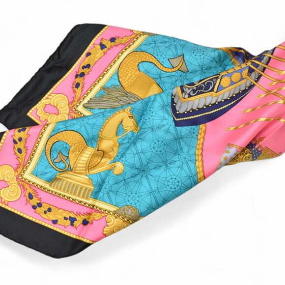 HERMES Authentic Black Silk Scarf - Picture 4 of 9